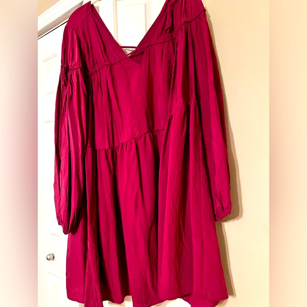 Eloquii maroon mini swing dress in size 14/16